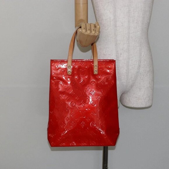 LOUIS VUITTON Monogram Vernis Reade MM Hand Bag Red Rouge - Picture 1 of 16